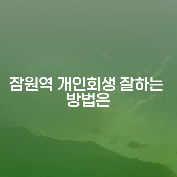 잠원역 개인회생 잘하는 방법은